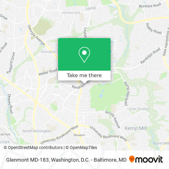 Glenmont MD-183 map