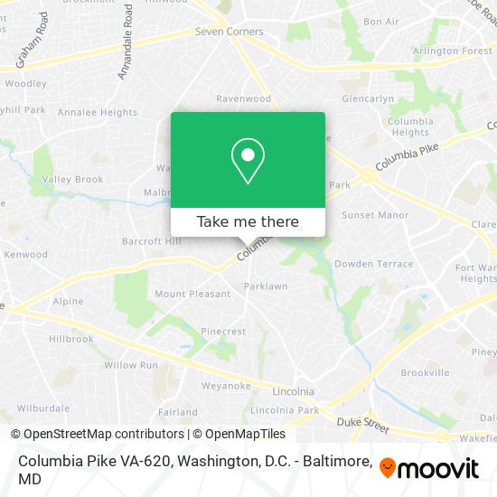 Columbia Pike VA-620 map