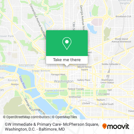 Mapa de GW Immediate & Primary Care- McPherson Square
