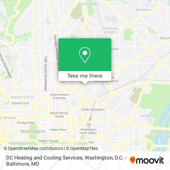 DC Heating and Cooling Services map