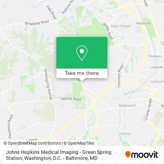 Mapa de Johns Hopkins Medical Imaging - Green Spring Station