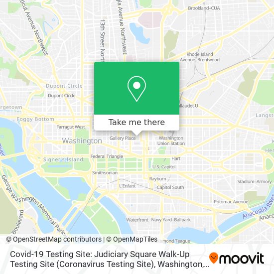 Covid-19 Testing Site: Judiciary Square Walk-Up Testing Site (Coronavirus Testing Site) map