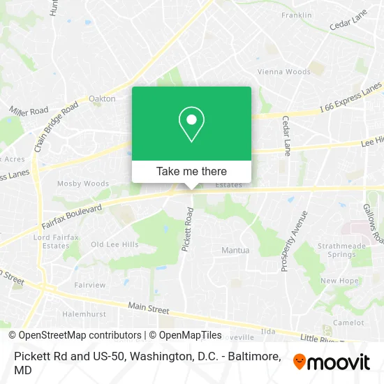 Pickett Rd and US-50 map