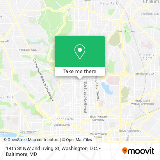 Mapa de 14th St NW and Irving St