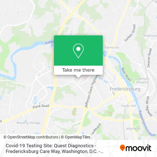 Mapa de Covid-19 Testing Site: Quest Diagnostics - Fredericksburg Care Way