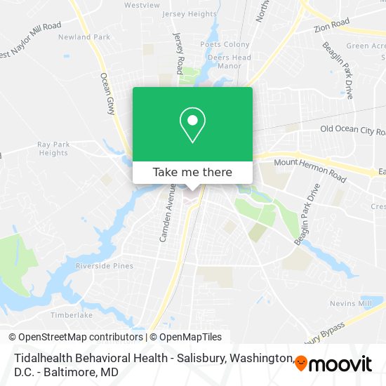 Mapa de Tidalhealth Behavioral Health - Salisbury