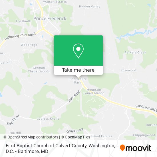 First Baptist Church of Calvert County map