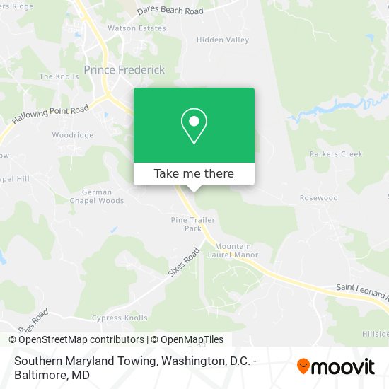 Southern Maryland Towing map