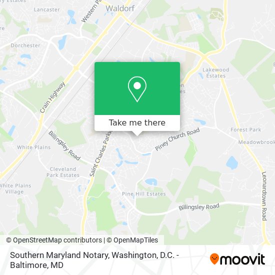 Mapa de Southern Maryland Notary