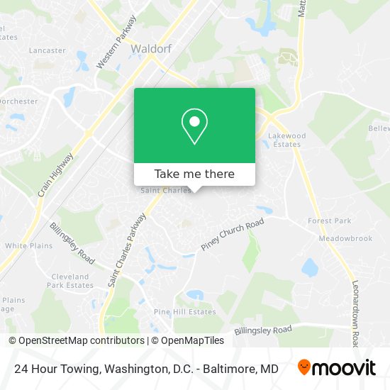 24 Hour Towing map