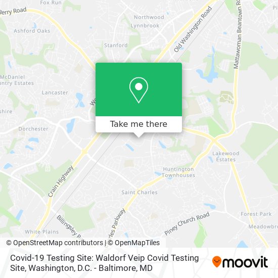 Covid-19 Testing Site: Waldorf Veip Covid Testing Site map