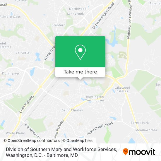 Division of Southern Maryland Workforce Services map