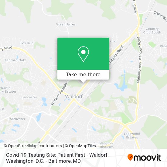 Covid-19 Testing Site: Patient First - Waldorf map
