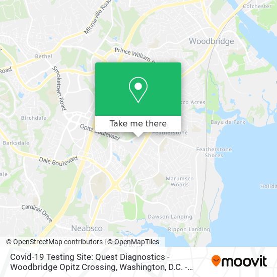 Covid-19 Testing Site: Quest Diagnostics - Woodbridge Opitz Crossing map