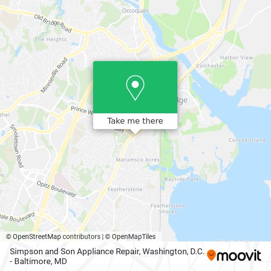 Simpson and Son Appliance Repair map