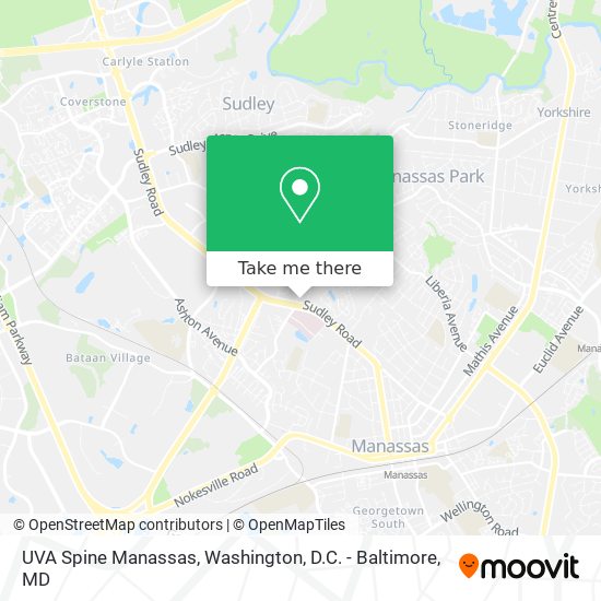 UVA Spine Manassas map