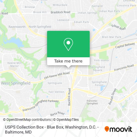 Mapa de USPS Collection Box - Blue Box