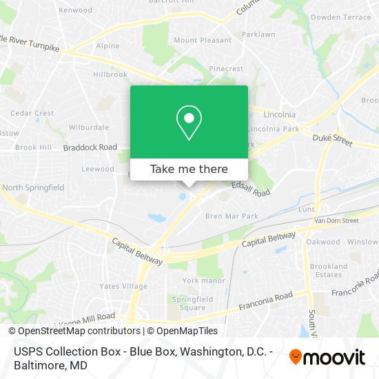 Mapa de USPS Collection Box - Blue Box