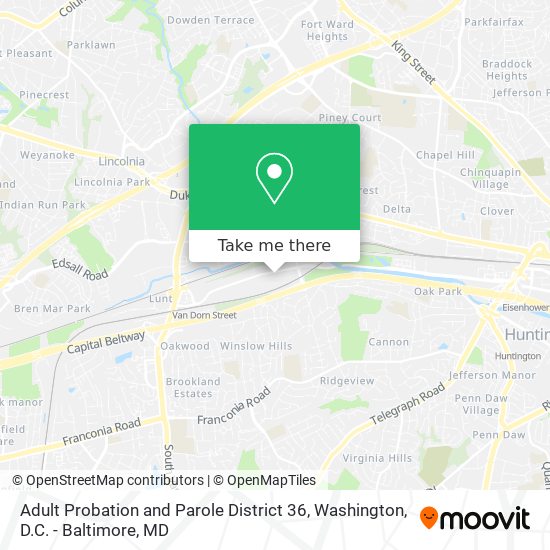 Mapa de Adult Probation and Parole District 36