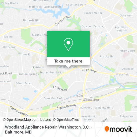 Woodland Appliance Repair map
