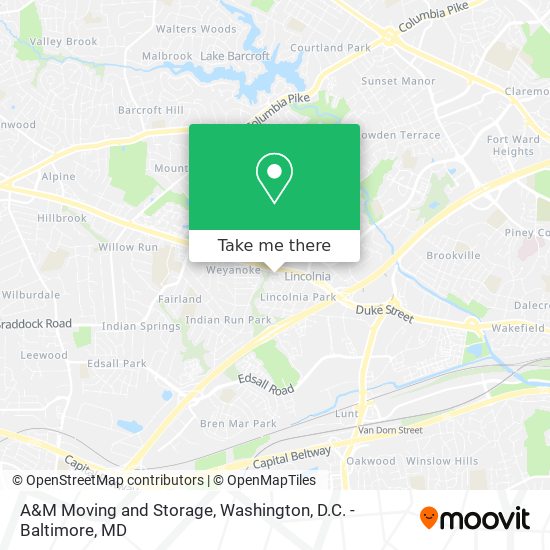 Mapa de A&M Moving and Storage