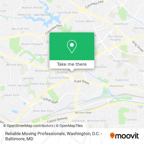 Mapa de Reliable Moving Professionals