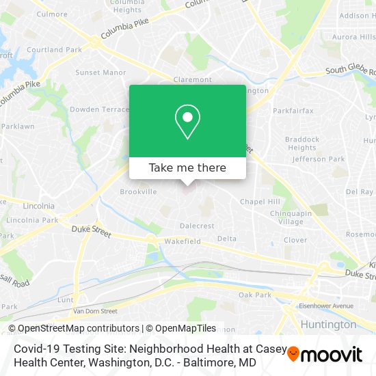 Mapa de Covid-19 Testing Site: Neighborhood Health at Casey Health Center
