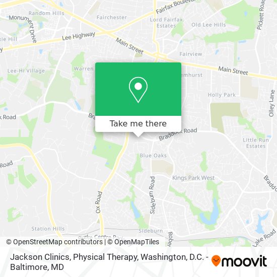 Jackson Clinics, Physical Therapy map
