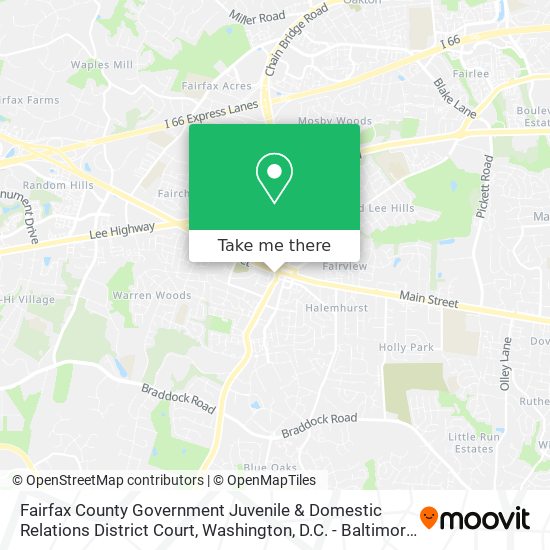 Fairfax County Government Juvenile & Domestic Relations District Court map