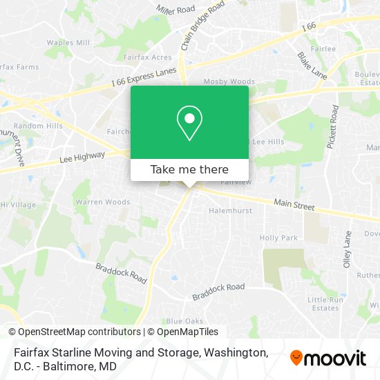 Fairfax Starline Moving and Storage map