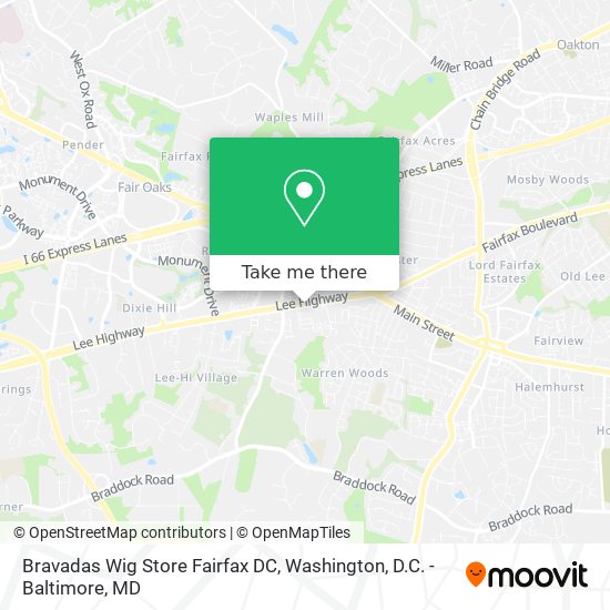 Bravadas Wig Store Fairfax DC map