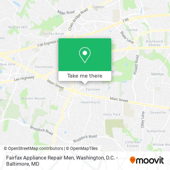 Fairfax Appliance Repair Men map