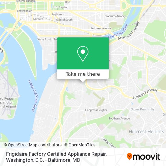 Mapa de Frigidaire Factory Certified Appliance Repair
