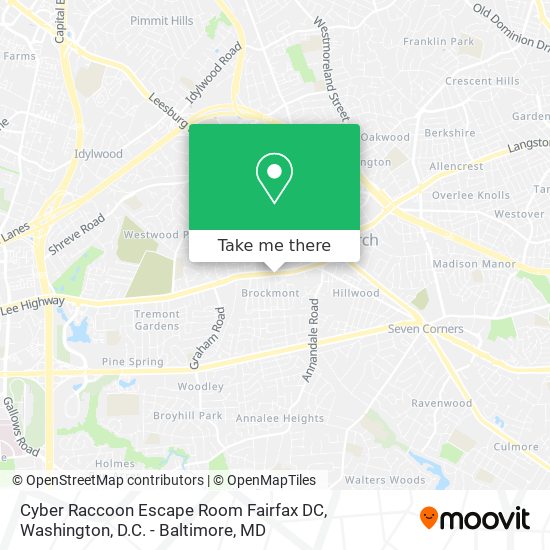 Mapa de Cyber Raccoon Escape Room Fairfax DC