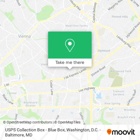 Mapa de USPS Collection Box - Blue Box