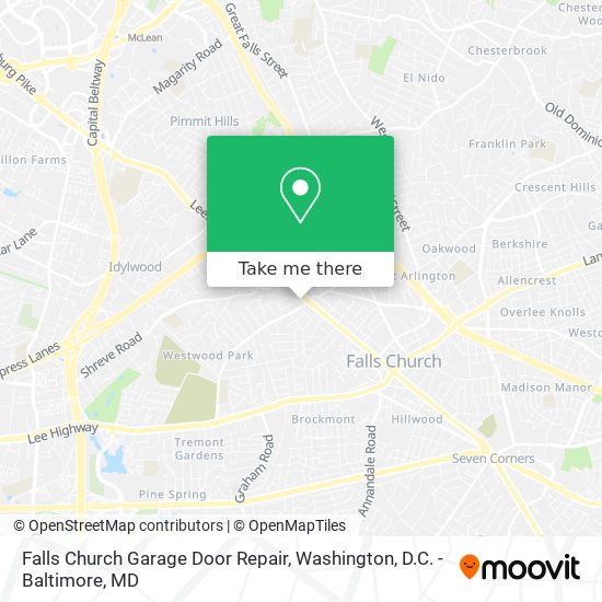 Mapa de Falls Church Garage Door Repair