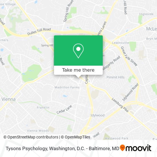 Mapa de Tysons Psychology