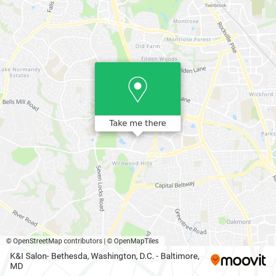 Mapa de K&I Salon- Bethesda