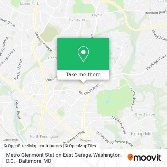 Mapa de Metro Glenmont Station-East Garage