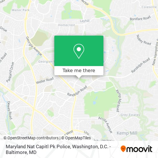 Mapa de Maryland Nat Capitl Pk Police