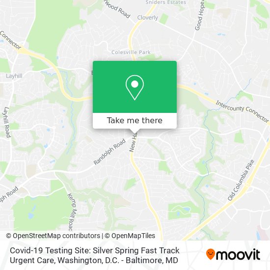 Mapa de Covid-19 Testing Site: Silver Spring Fast Track Urgent Care