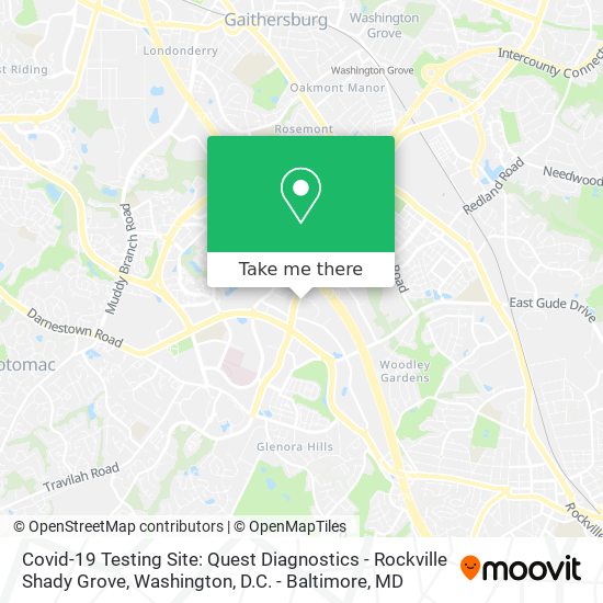 Mapa de Covid-19 Testing Site: Quest Diagnostics - Rockville Shady Grove