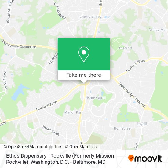 Mapa de Ethos Dispensary - Rockville (Formerly Mission Rockville)