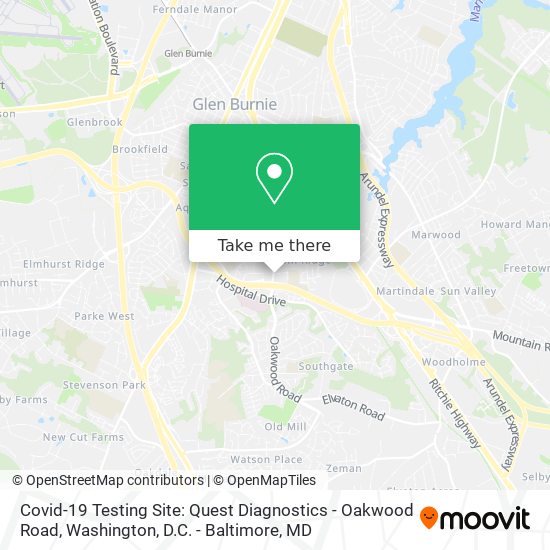 Covid-19 Testing Site: Quest Diagnostics - Oakwood Road map