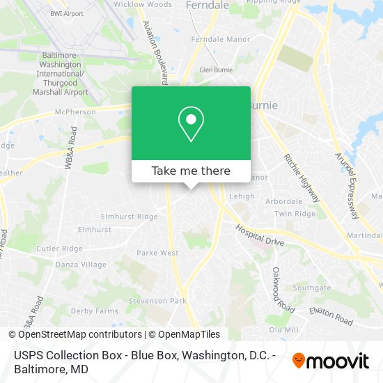 Mapa de USPS Collection Box - Blue Box