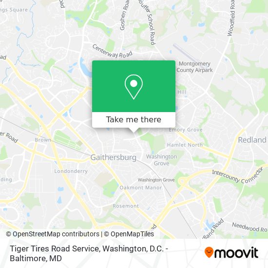 Tiger Tires Road Service map