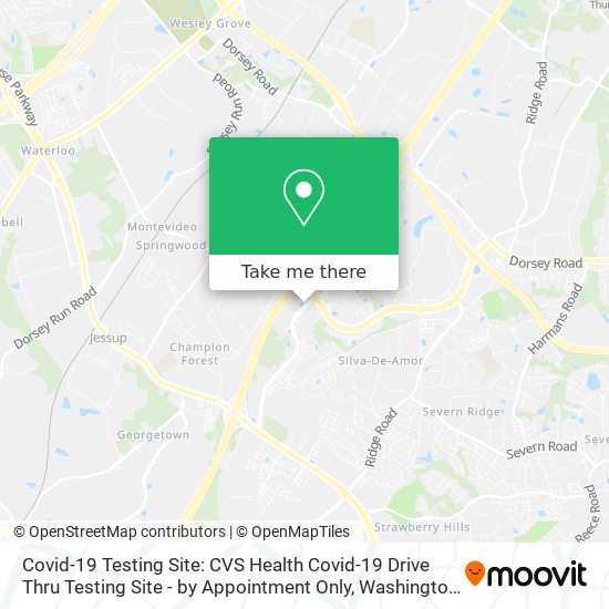 Covid-19 Testing Site: CVS Health Covid-19 Drive Thru Testing Site - by Appointment Only map