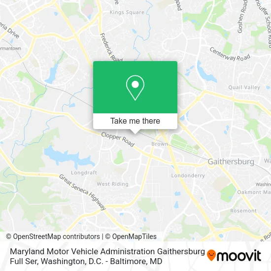 Maryland Motor Vehicle Administration Gaithersburg Full Ser map