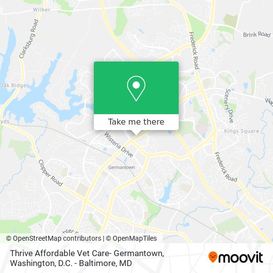 Thrive Affordable Vet Care- Germantown map