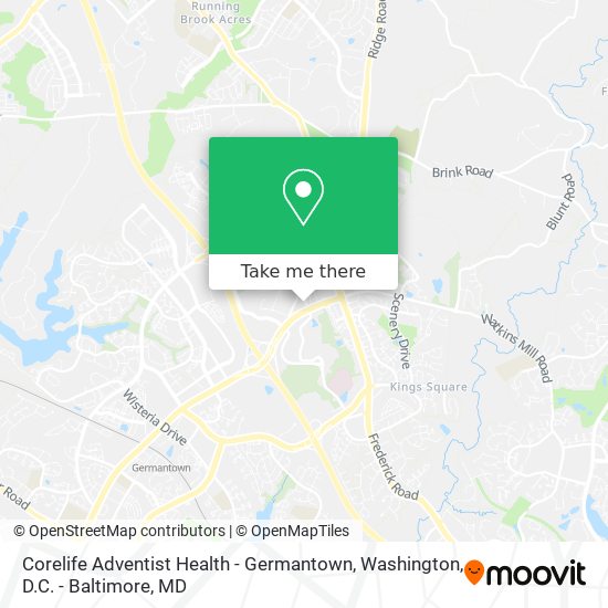 Mapa de Corelife Adventist Health - Germantown